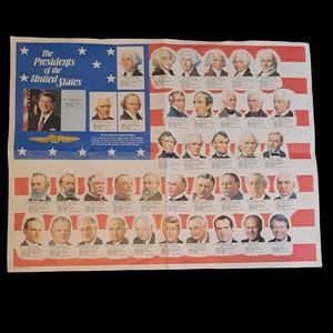 Vintage Presidents of the United States Poster through Reagan